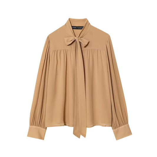 Bow collar chiffon top