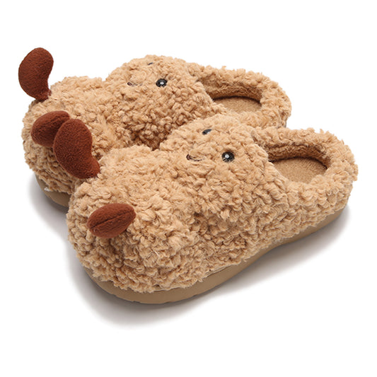 Creative Fun Peanut Indoor Home Warm Cotton Slippers for Women, Ins Plush Student Winter Comfortable Postpartum Shoes