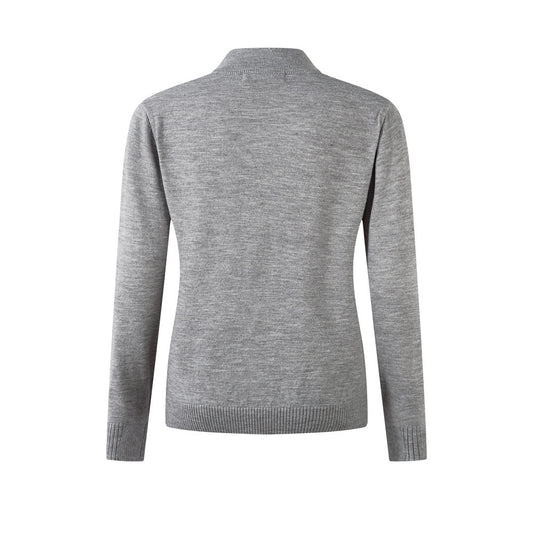 Chic Embroidered Zipper High Neck Sweater Versatile Layering Pullover